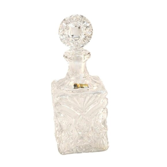 24% Lead Crystal Decanter With Stopper Made In West Germany Square Bottle - Picture 1 of 12